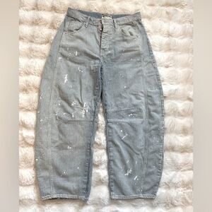 NWT Free People We the free striped denim barrel jeans w/paint splatter 25